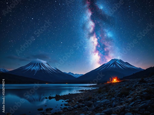 Wallpaper Mural Milky Way Over Snow-Capped Mountains at Night Torontodigital.ca