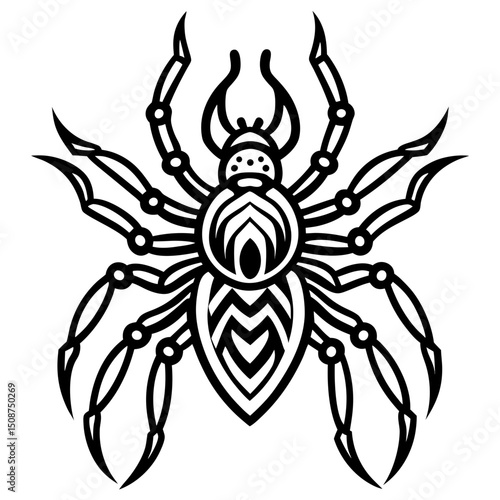 Royal Tribal peacock spider vector line art