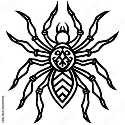 Royal Tribal peacock spider vector line art
