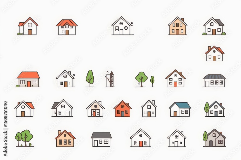 Fototapeta premium Residential Community Icon Set