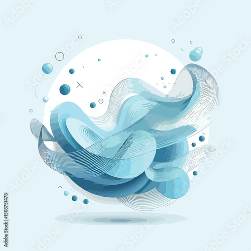 blue flowing water motif with abstract design