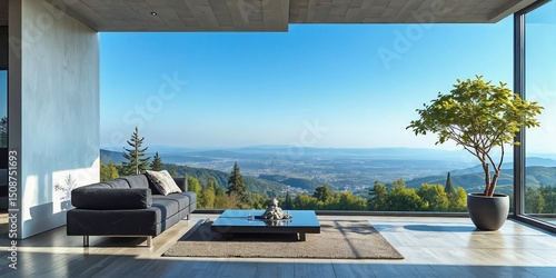 Wallpaper Mural Modern Living Room with Mountain View Torontodigital.ca