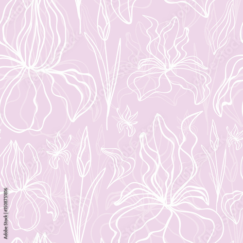 Wallpaper Mural seamless floral pattern with irises Torontodigital.ca