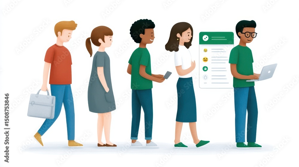 Obraz premium A diverse group of people engaged in social interaction and technology use, showcasing modern collaboration in a professional environment. They exhibit teamwork and creativity.