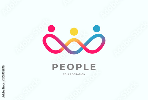 People logo design, Community human Logo with gradient color, people logo design template element, vector illustration