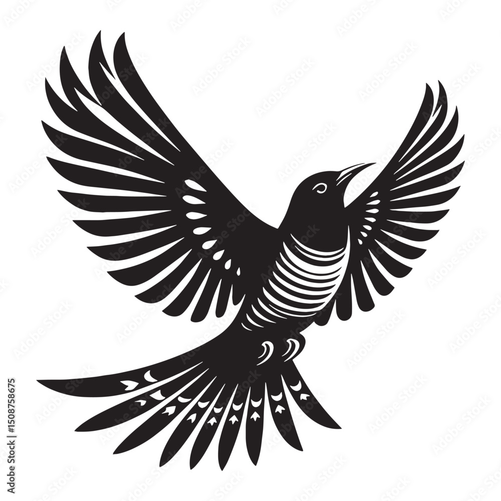 Obraz premium Sharp-lined Cuckoo silhouette – Cuckoo illustration – Minimalist Cuckoo vector – Bird silhouette – Bird vector