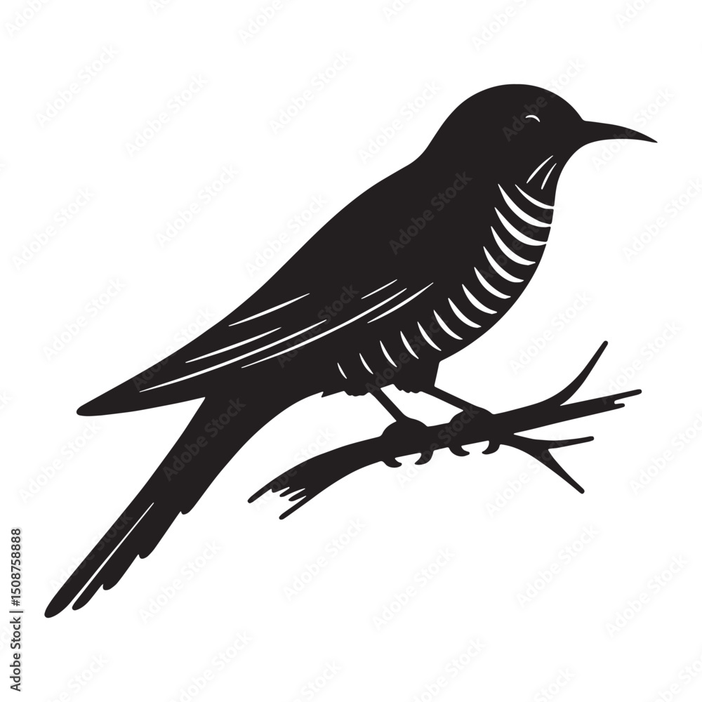 Fototapeta premium Minimal Cuckoo silhouette with strong presence – Cuckoo illustration – Minimalist Cuckoo vector – Bird silhouette – Bird vector