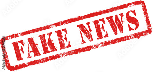 Foto Fake News Red Rubber Stamp - Vintage red Worn Distressed Effect- High resolution