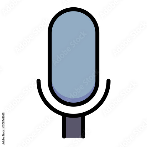 Microphone Outline Icon: Audio Recording, Voice, Podcast, Broadcast, Communication, Music. Editable Vector for Media & Entertainment Projects