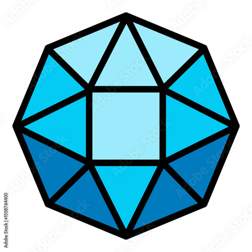 Geometric Gemstone Icon: Modern Filled Outline Style for Jewelry, Luxury, and Precious Stone Concepts. Editable Vector