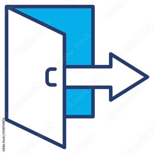 Leave outline blue color icon