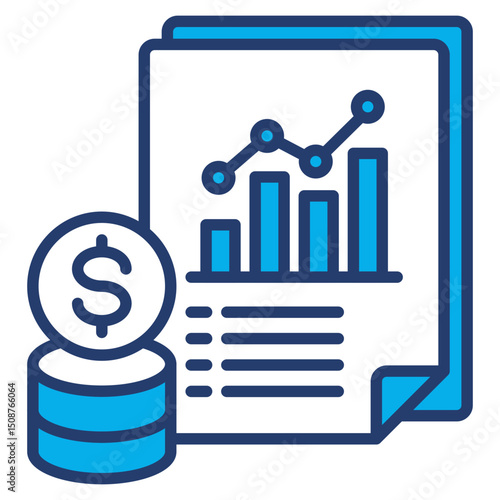 Statistics outline blue color icon