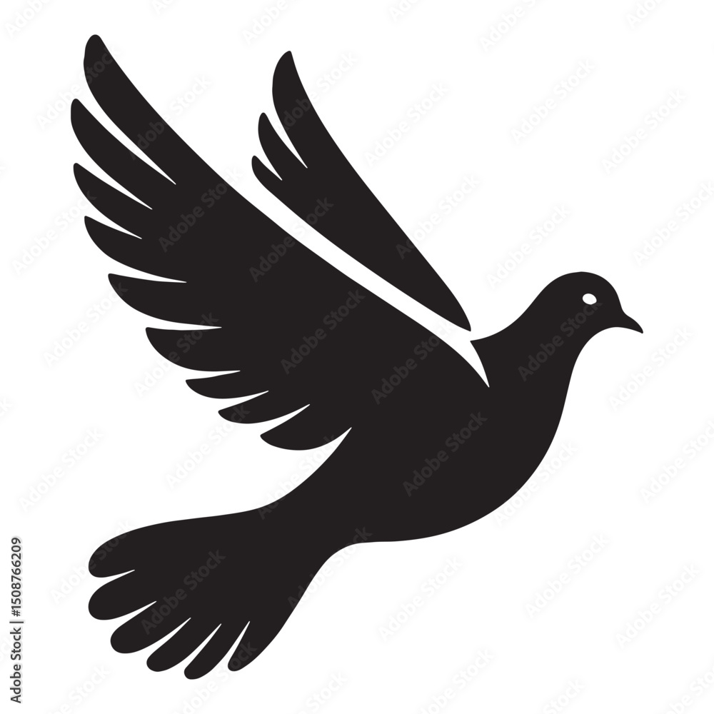 Obraz premium Minimalist Dove silhouette with delicate form – Dove illustration – Minimalist Dove vector – Bird silhouette – Bird vector