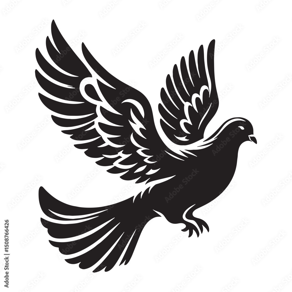 Fototapeta premium Symbol of Peace Dove silhouette – Dove illustration – Minimalist Dove vector – Bird silhouette – Bird vector