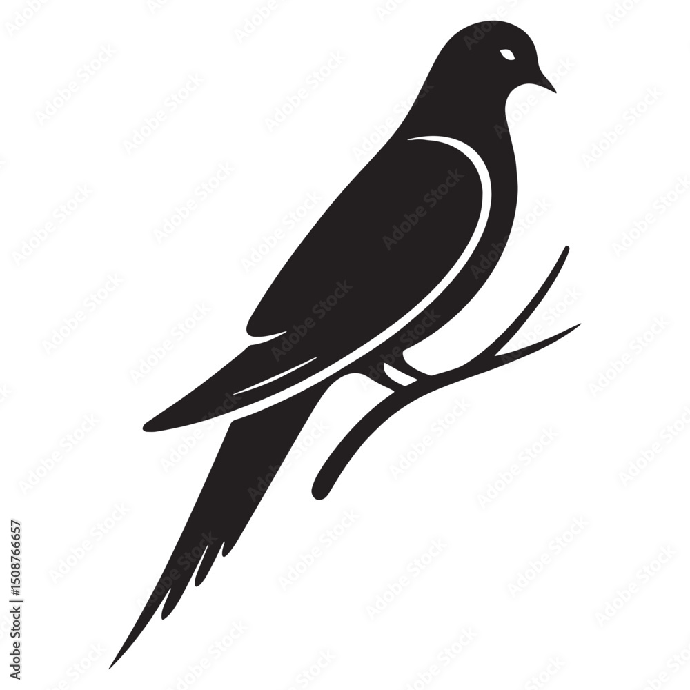 Fototapeta premium Serene Dove silhouette with calm wings – Dove illustration – Minimalist Dove vector – Bird silhouette – Bird vector