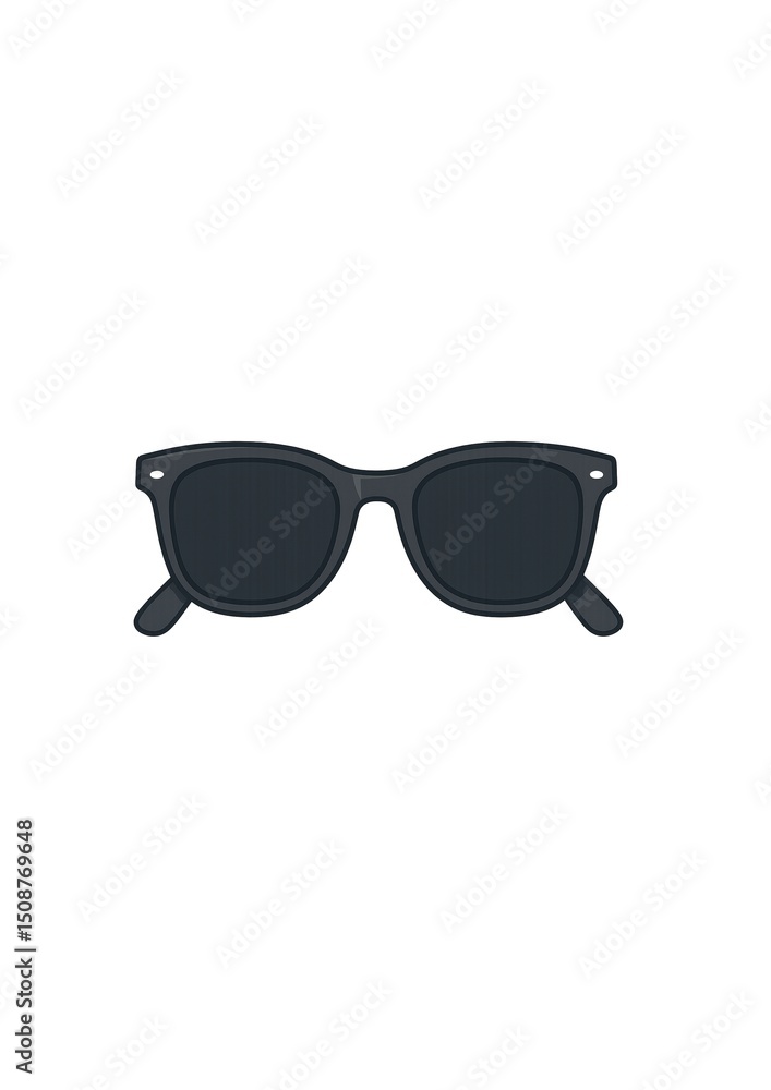 Fototapeta premium Black sunglasses vector icon, ideal for summer or fashion-related themes.