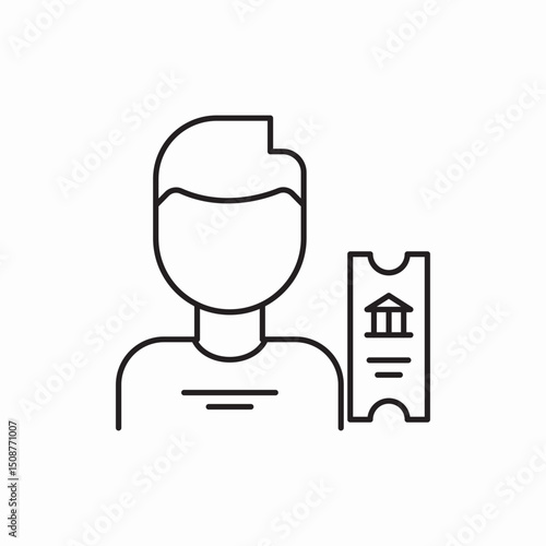 Museum visitor identification card icon vector sign