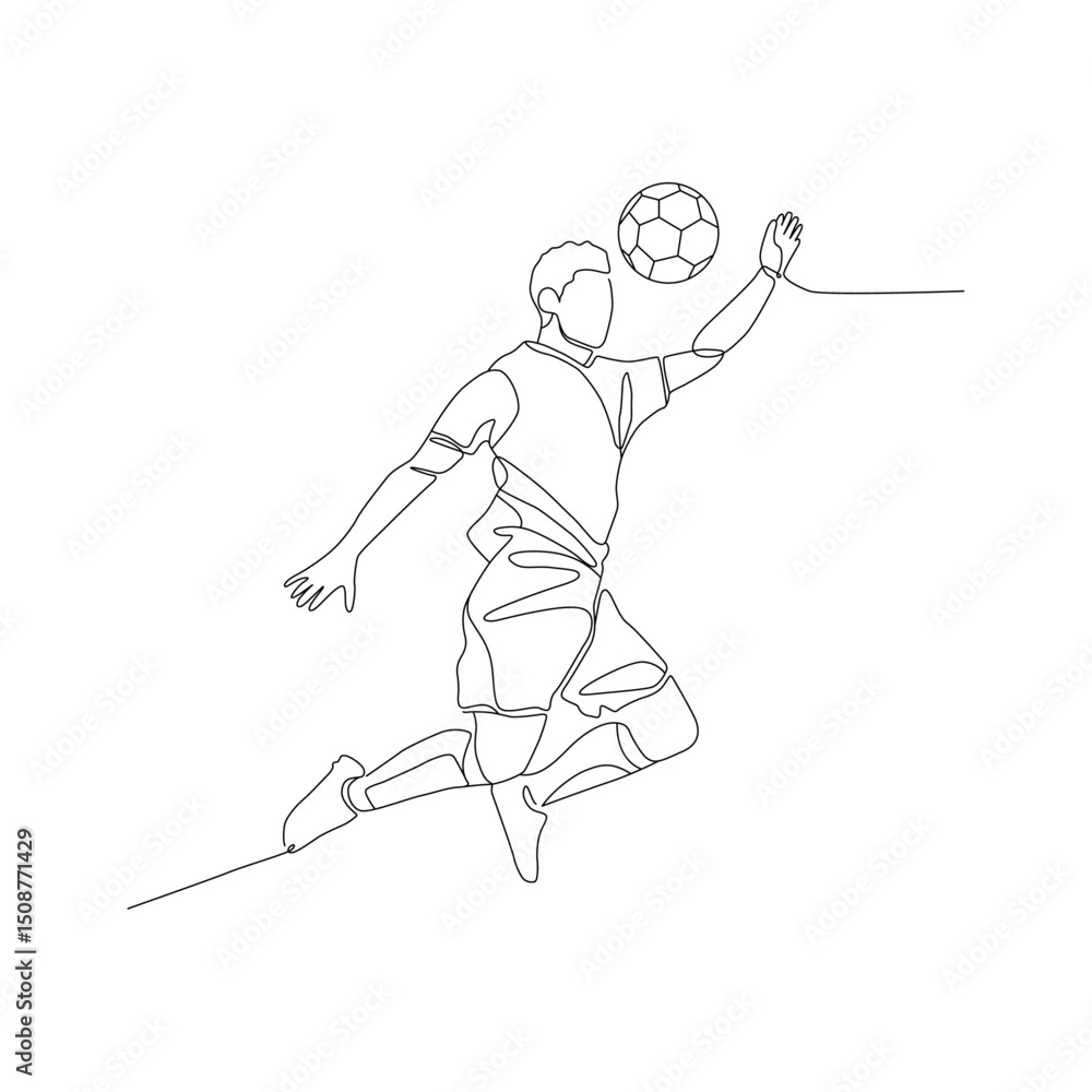 Fototapeta premium Stylish pose of striker while scoring goal through header!