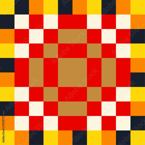 Striking Colorful Geometric Pattern Symmetrical Squares and Bold Stripes