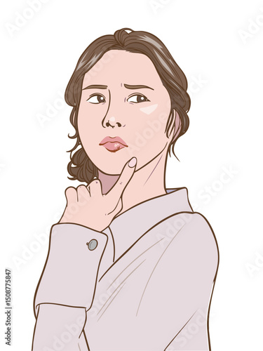 困る 悩む 考える 女性 疑う