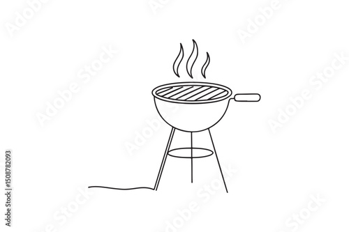 Barbecue grill continuous one line drawing minimalism design