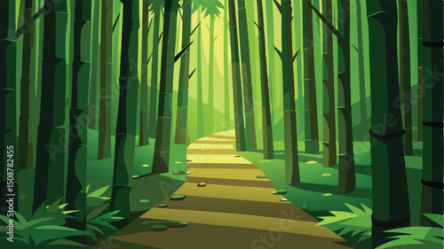 minimal vector landscape with rolling green hills
