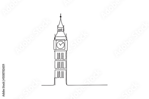 Big Ben continuous one line drawing minimalism design