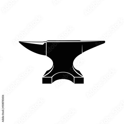 A black silhouette of a classic anvil