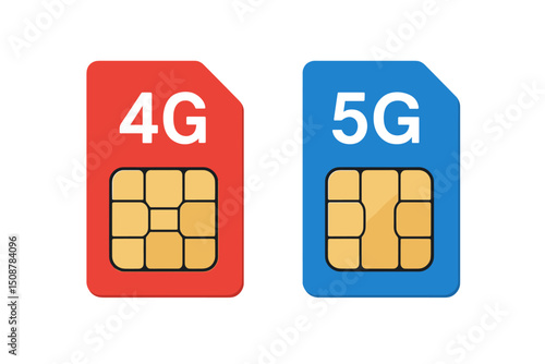 Mobile SIM cards 4G 5G network technology evolution wireless telecommunications cellular smartphone connectivity upgrade digital communication chip vector illustrations