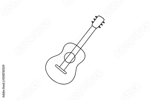Guitar icon continuous one line drawing minimalism design
