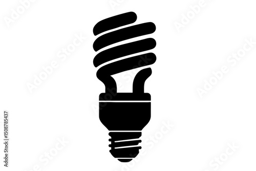 Energy saving compact fluorescent light bulb vector icon. Eco-friendly spiral CFL lamp symbol. Green technology sustainable lighting concept. Power efficiency conservation