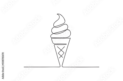Ice cream continuous one line drawing minimalism design