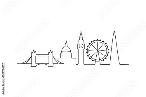 London skyline continuous one line drawing minimalism design