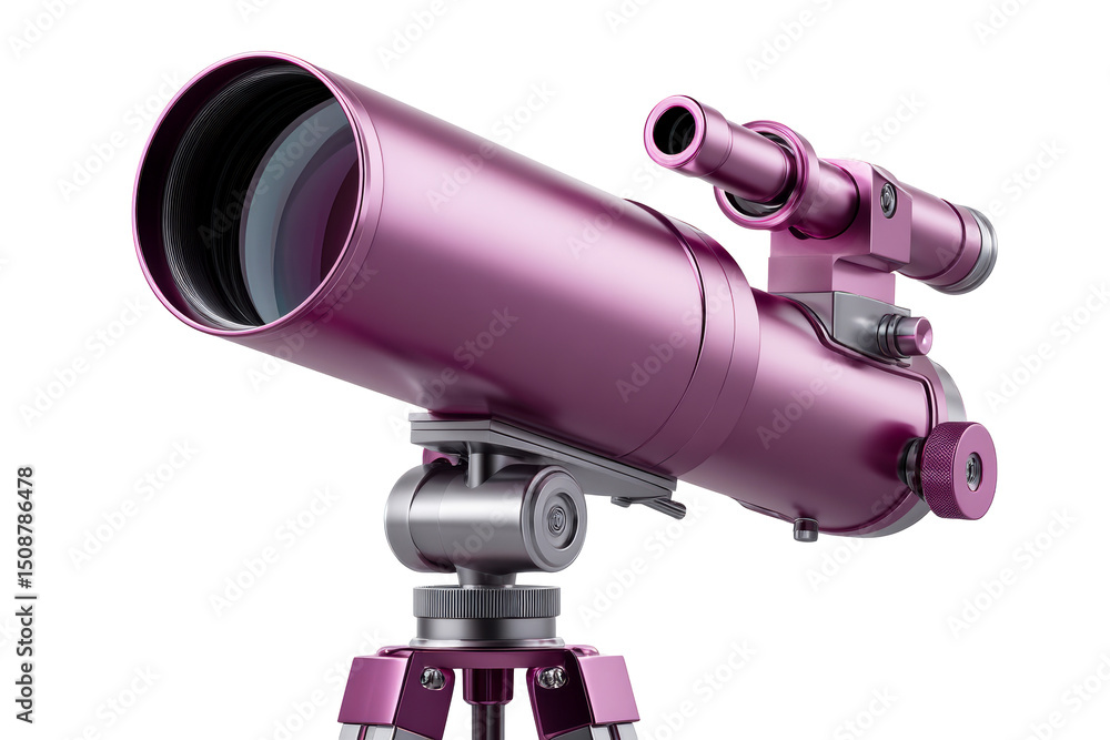 Stylish purple telescope on tripod for stargazing and exploration Stylish purple telescope on tripod for stargazing and exploration