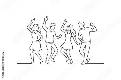 People dancing continuous one line drawing minimalism design