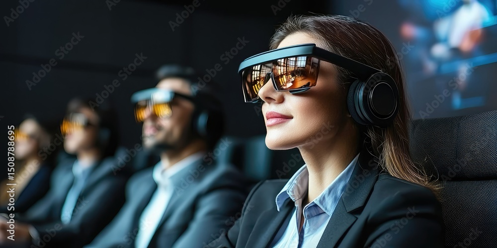 Business professionals leverage gadgets like smart glasses and portable projectors to create a dynamic work environment. Business professionals leverage gadgets like smart glasses and portable projectors to create a dynamic work environment.