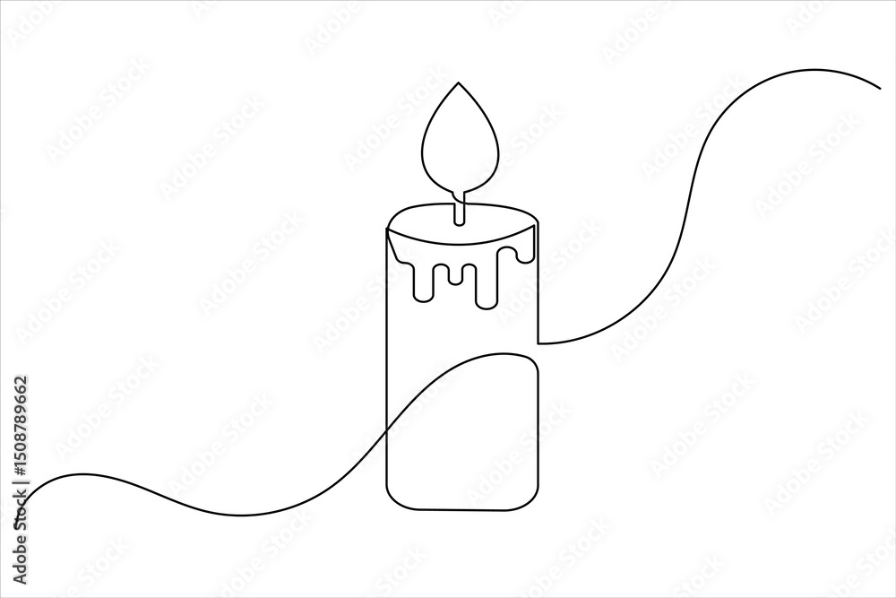 Obraz premium Candle icon continuous single line drawing and minimalist style outline design