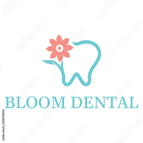 bloom dental flat minimalist logo design