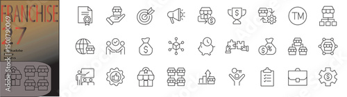 franchise line editable icon set. Editable stroke. Vector illustration	