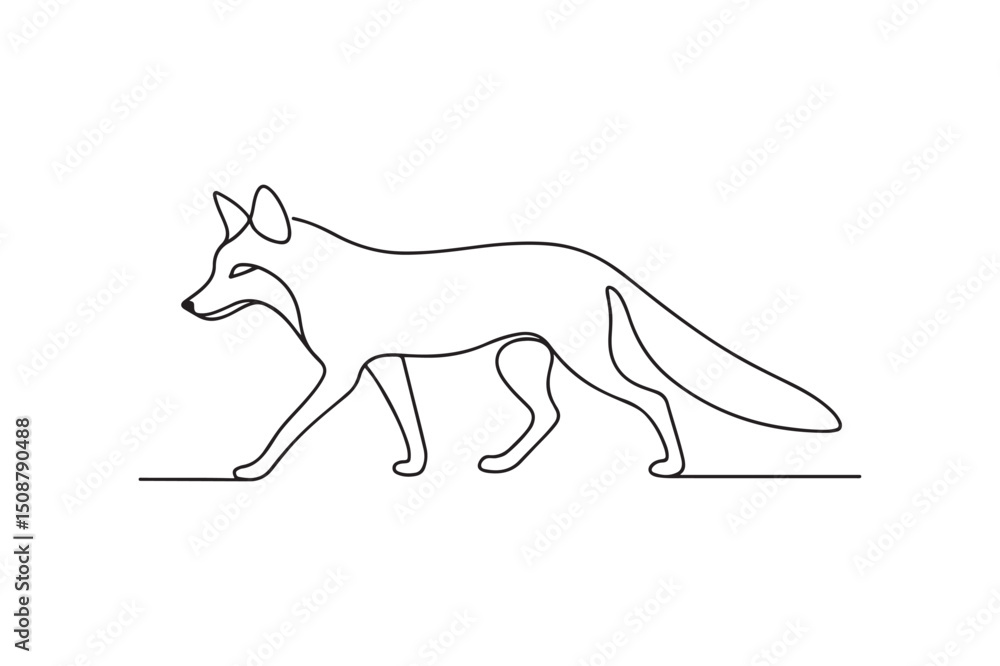 Fototapeta premium Fox animal continuous one line drawing minimalism design