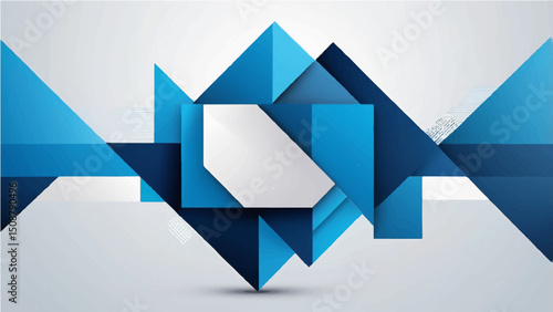 Abstract blue geometric vector design featuring crystal-like triangle shapes with a light shine