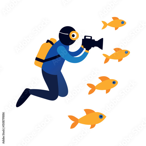 Underwater Photographer Capturing Vibrant Fish