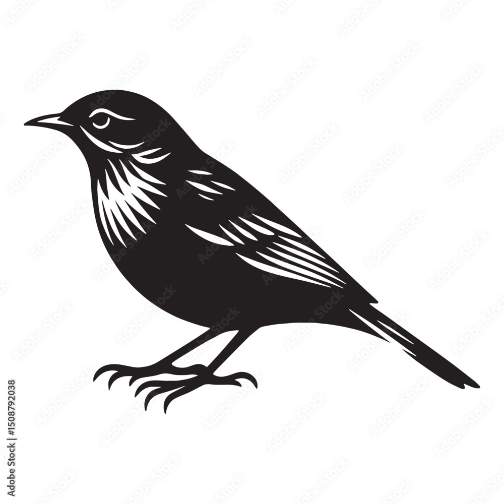 Fototapeta premium Feather Light Lark silhouette – Lark illustration – Minimalist Lark vector – Bird silhouette – Bird vector