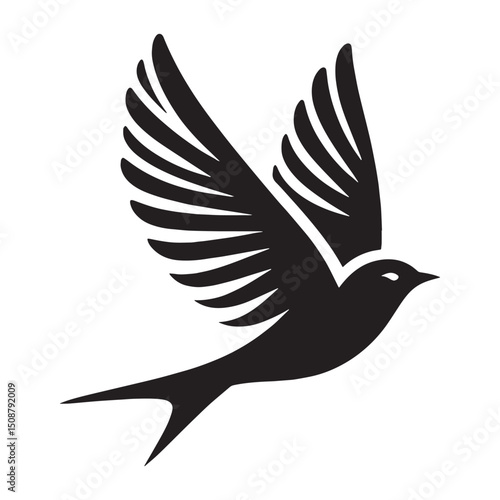 Lark silhouette gliding through blue skies – Lark illustration – Minimalist Lark vector – Bird silhouette – Bird vector

