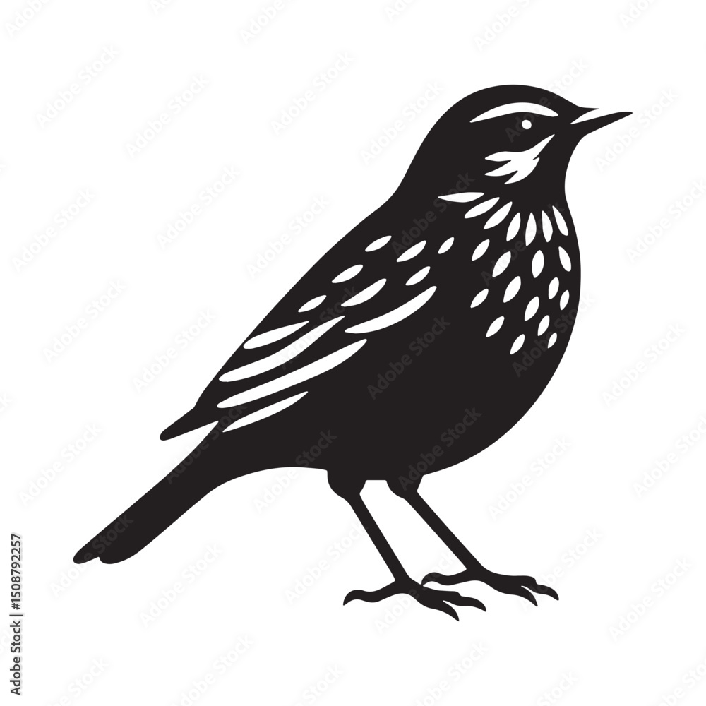 Fototapeta premium Open Sky Lark silhouette flying high – Lark illustration – Minimalist Lark vector – Bird silhouette – Bird vector