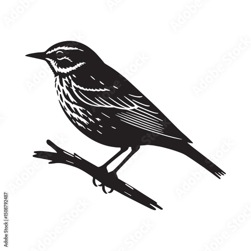 Airborne Lark silhouette in calm pose – Lark illustration – Minimalist Lark vector – Bird silhouette – Bird vector

