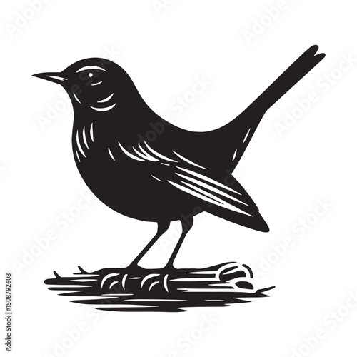Simple Line Lark silhouette with open wings – Lark illustration – Minimalist Lark vector – Bird silhouette – Bird vector


