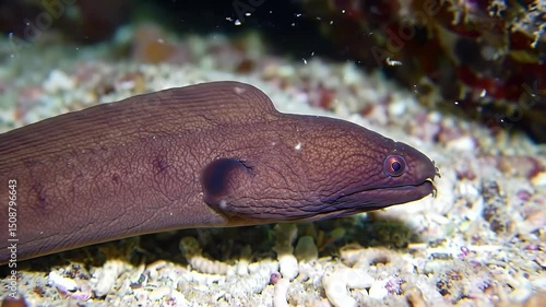 Close-up of a Brown Conger Eel in its Underwater Habitat