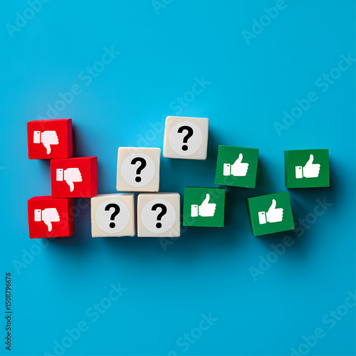 like dislike question mark cubes, feedback survey concept