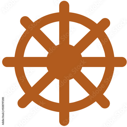 symbolic can be representation of a ship's wheel (as a symbol of navigation or sailing) or Dharma wheel (in Buddhism represents the teachings of the Buddha, as icon religious and cultural contexts)